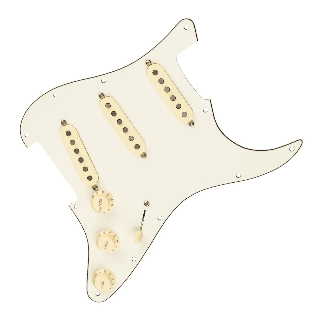 Fender - Pre-Wired Strat Pickguard, Custom Shop Texas Special SSS, Parchment 11 Hole PG