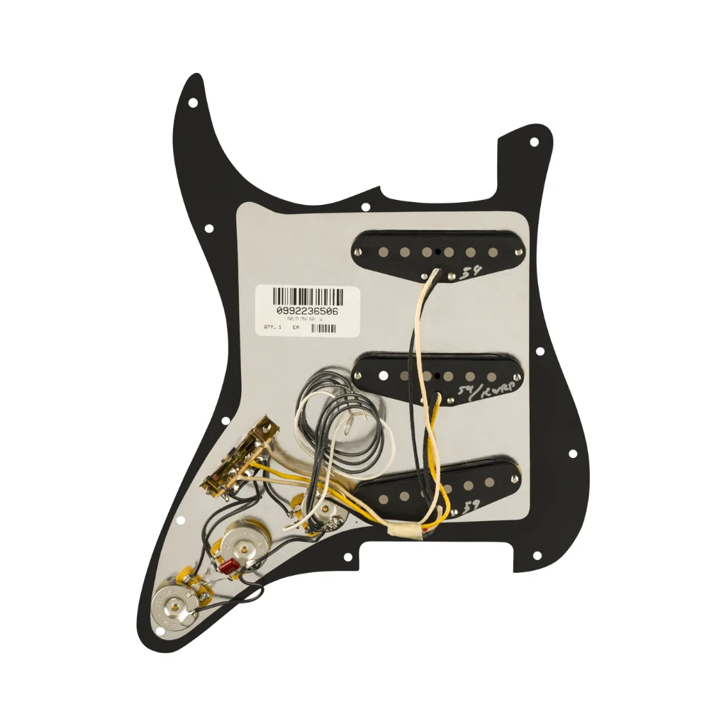 Fender Pre Wired Strat Pickguard Pure Vintage 59 with RWRP Midde Black 11 Hole PG - Image 2