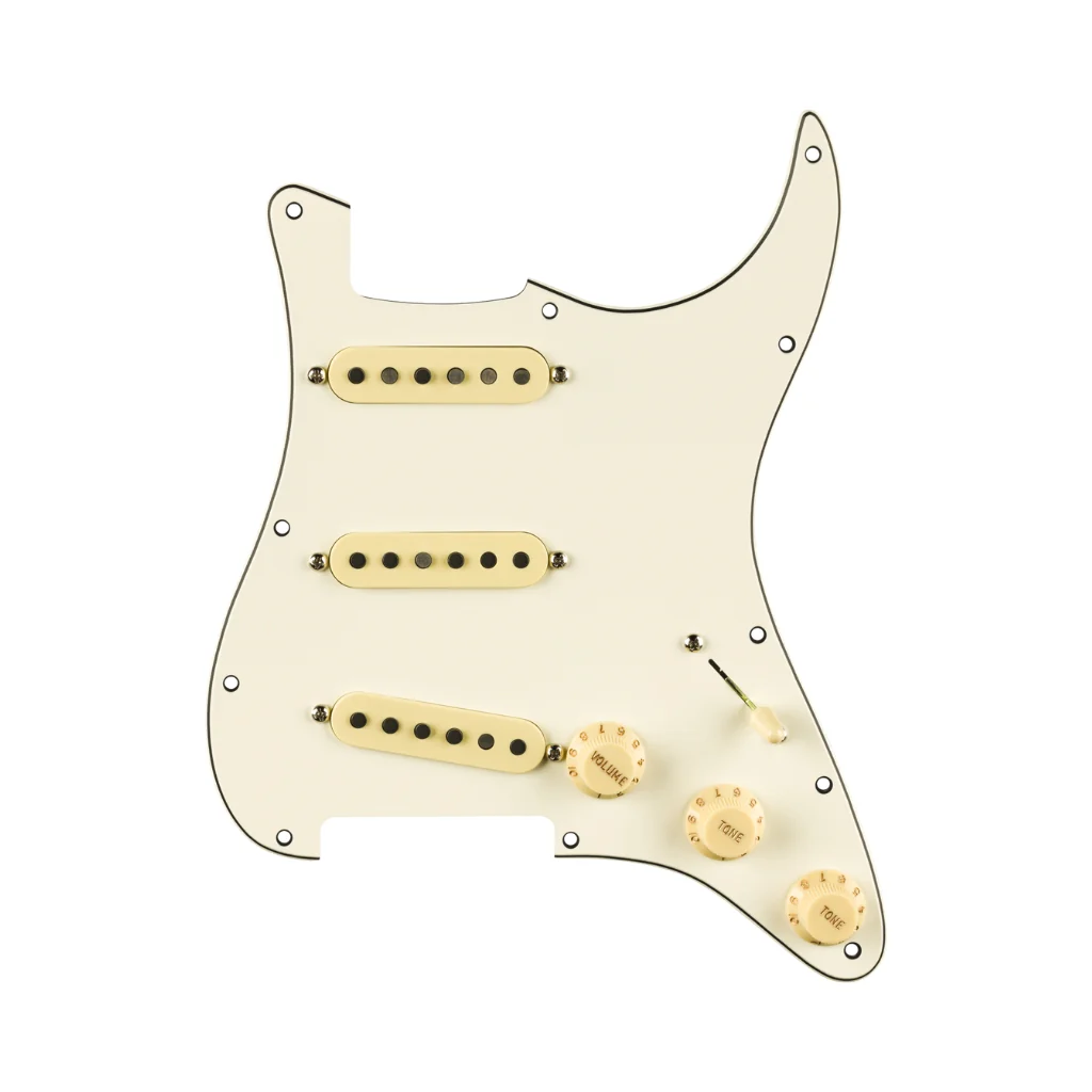 Fender Pre Wired Strat Pickguard Pure Vintage 59 with RWRP Midde Parchment 11 Hole PG
