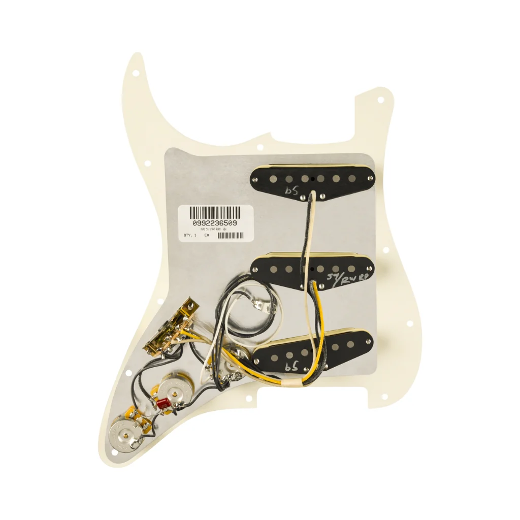 Fender Pre Wired Strat Pickguard Pure Vintage 59 with RWRP Midde Parchment 11 Hole PG - Image 2