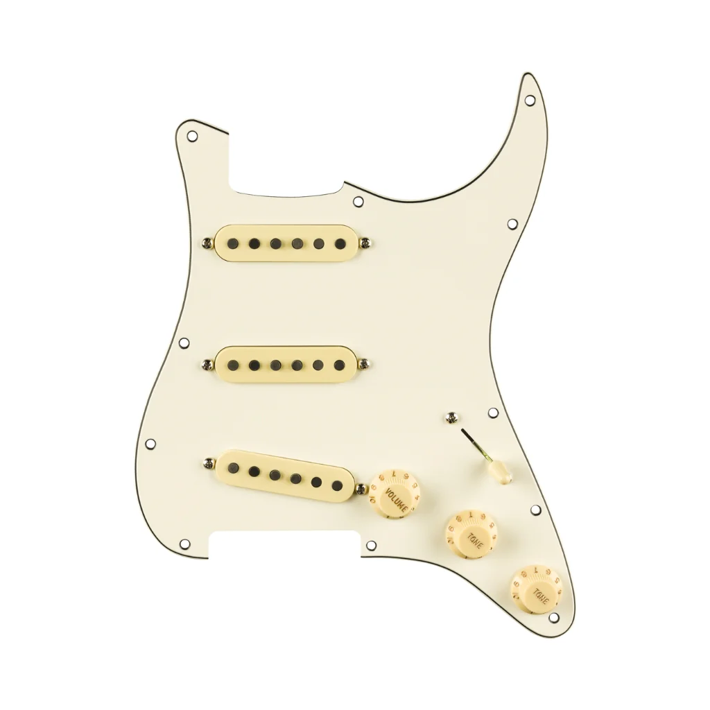 Fender Pre Wired Strat Pickguard Pure Vintage 65 with RWRP Midde Parchment 11 Hole PG