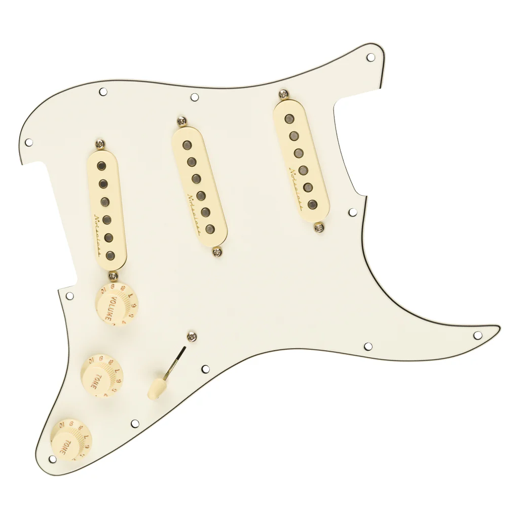 Fender - Pre-Wired Strat Pickguard, Vintage Noiseless SSS, Parchment 11