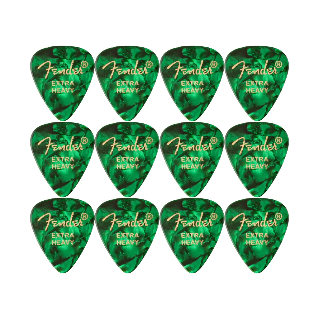 Fender Premium Celluloid 351 Shape Picks Extra Heavy Green Moto 12 Pack - Image 2