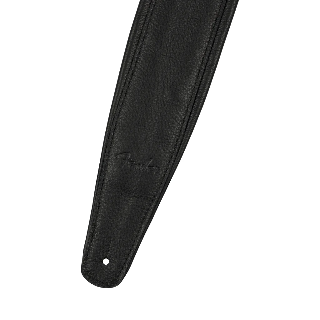 Fender Premium Leather Guitar Strap - Black, 3.5" - Image 2
