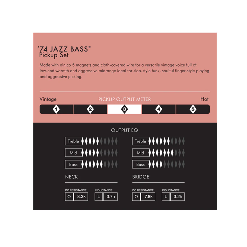 Fender Pure Vintage '74 Jazz Bass® Pickup Set, Black (2) - Image 3