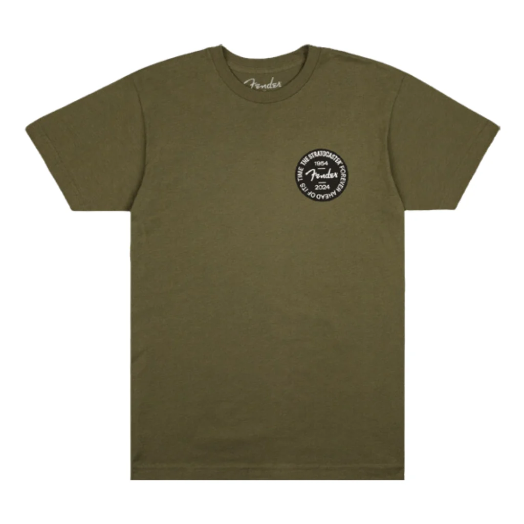 Fender Stratocaster 70th Anniversary Badge Tee in Olive - XXL