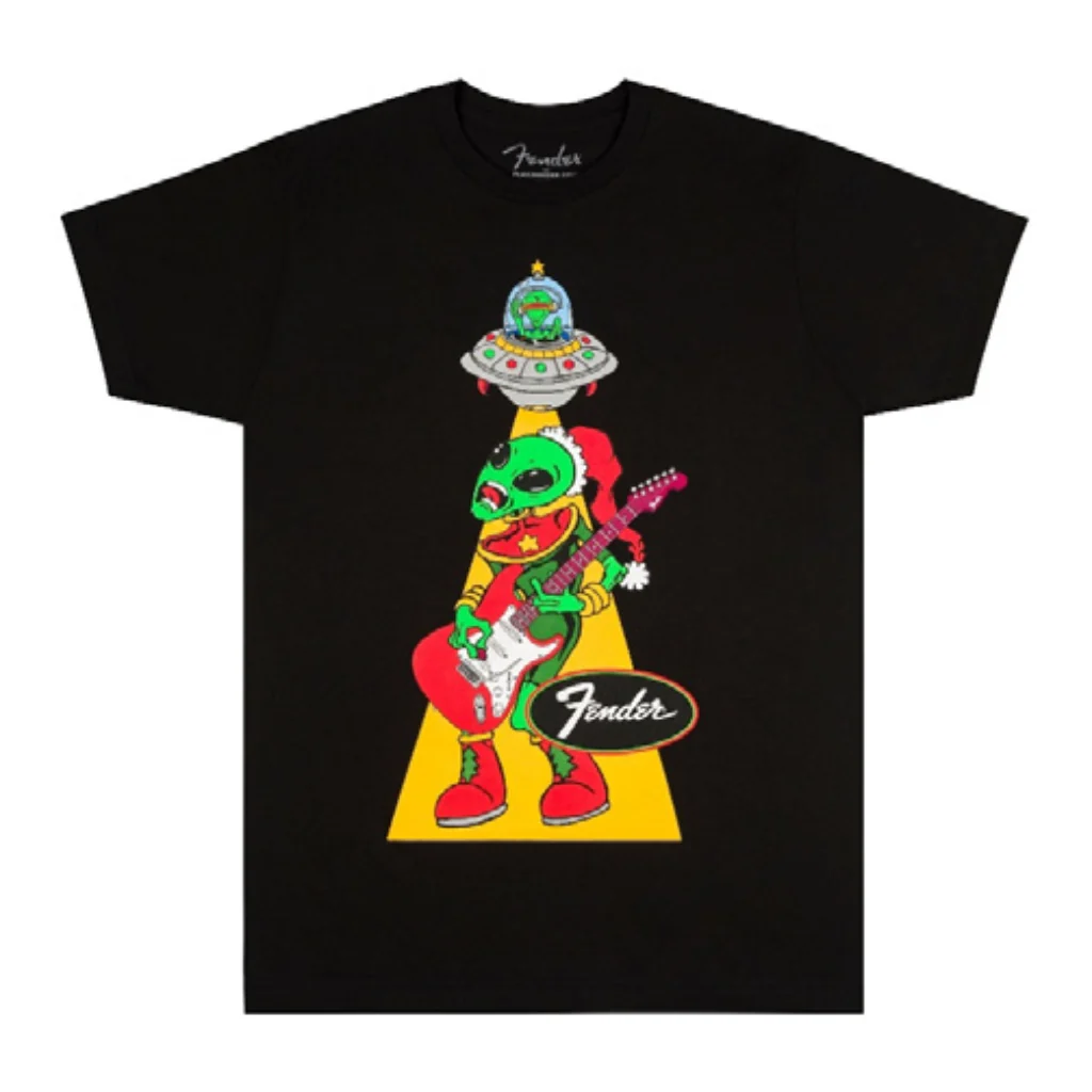 Fender Ugly Christmas Tee Alien in Black - Large