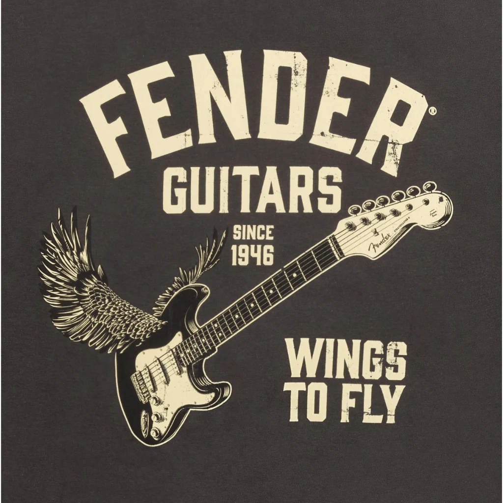Fender Wings To Fly T-Shirt, Vintage Black, M - Image 3