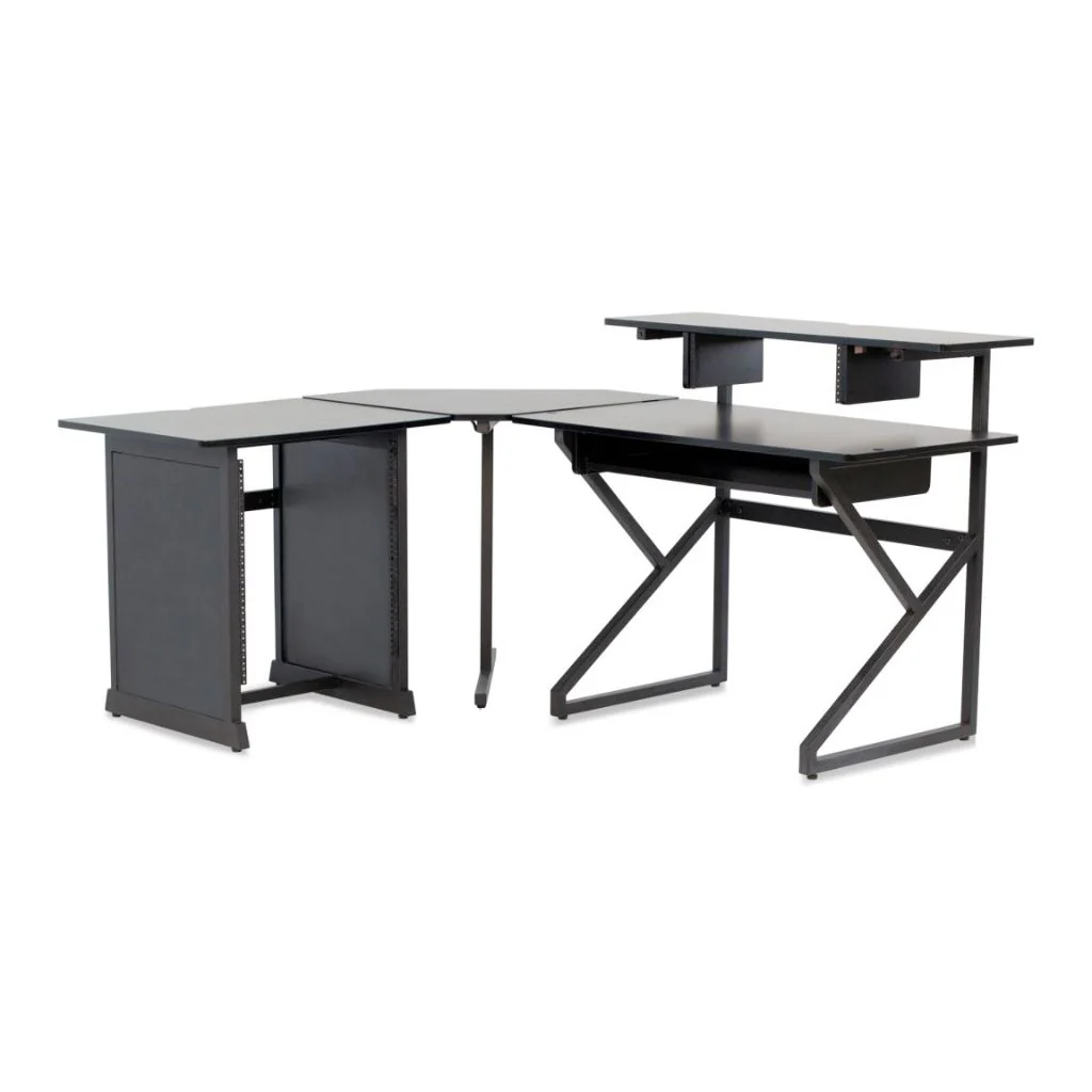 Gator GFW-DESK-SET Desk Set w/ Main Desk, Corner, Rack – BLK