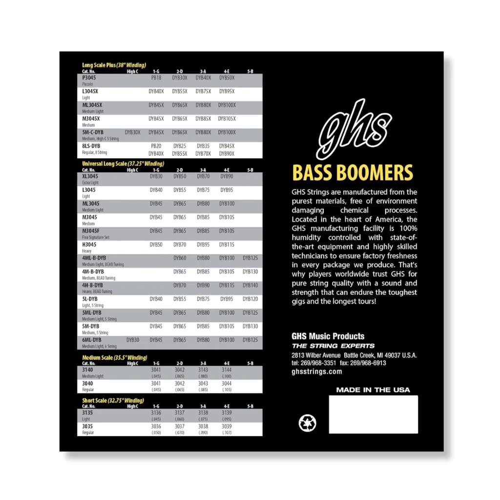 GHS M3045F Flea Signature Bass Boomers Roundwound Electric Bass Strings - Medium .045-.105 Long Scale - Image 2