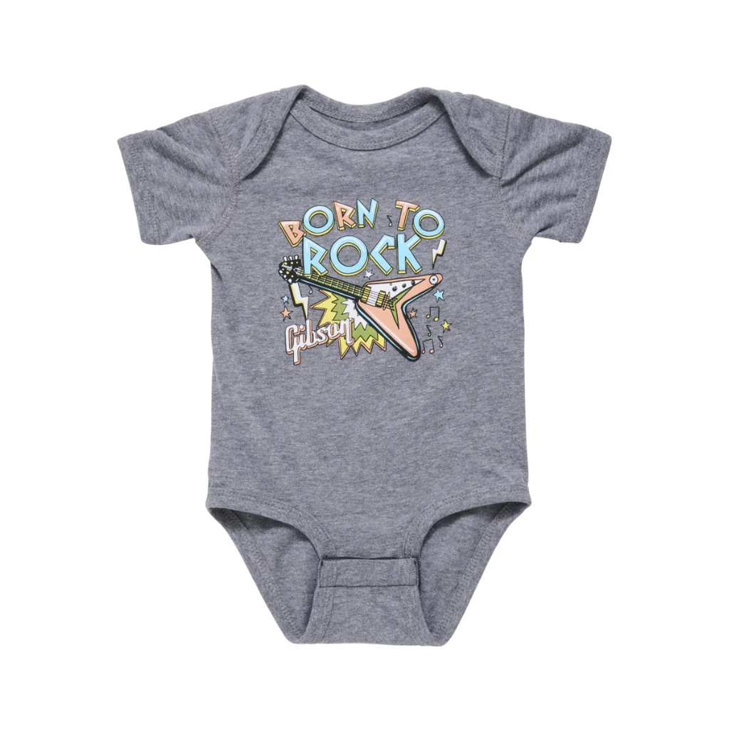 Gibson Born To Rock Baby Onesie - Gray 3/6M