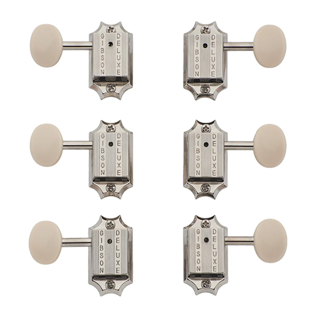 Gibson - Deluxe White Button Tuner Set - Vintage Nickel