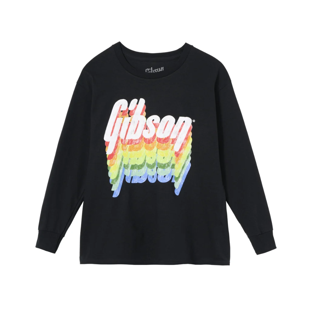 Gibson Kid's Rainbow Logo Longsleeve Tee - Black XL