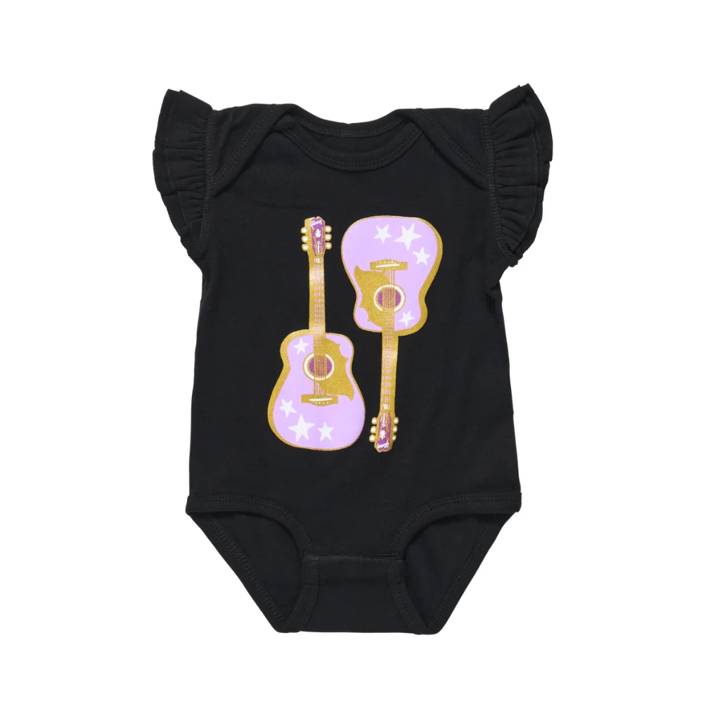 Gibson Pink Guitar Baby Onesie - Black 18/24M