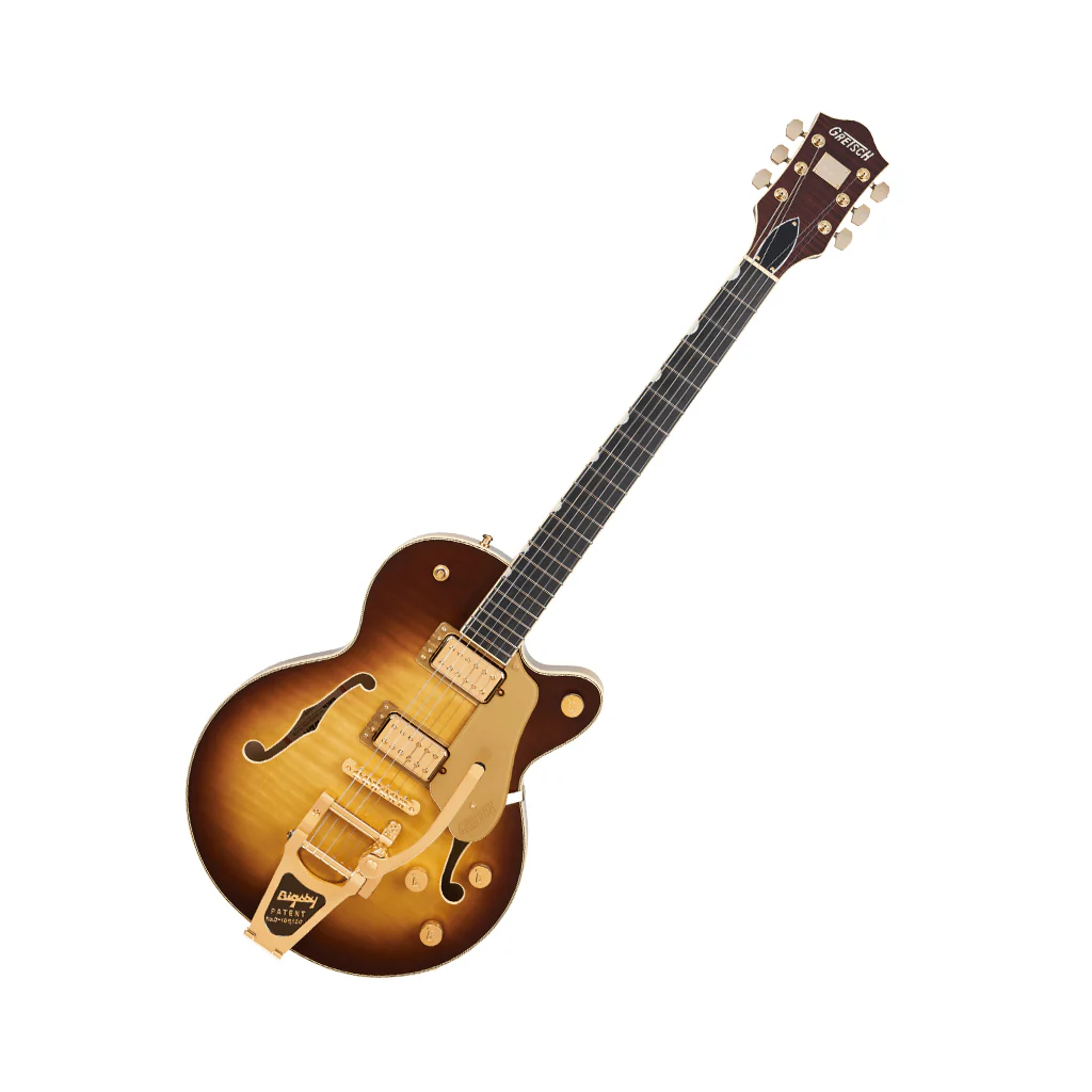 Gretsch Broadkaster Jr. LX Figured Center Block w/String-Thru Bigsby & Gold Hardware Ebony Fingerboard - Caramel Dawn - Image 8
