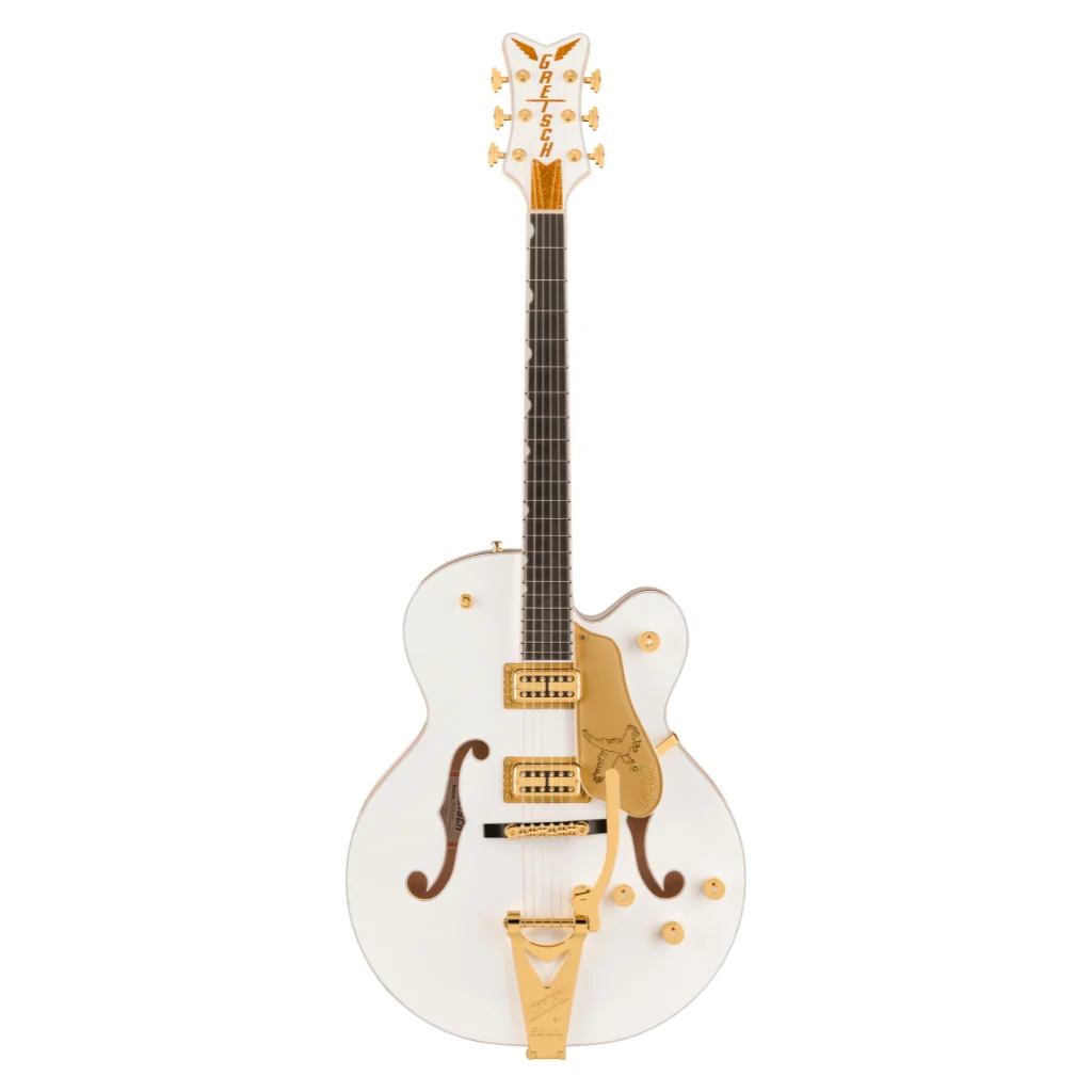 Gretsch Falcon Hollow Body Ebony Fingerboard with String Thru Bigsby and Gold Hardware - White - Image 3
