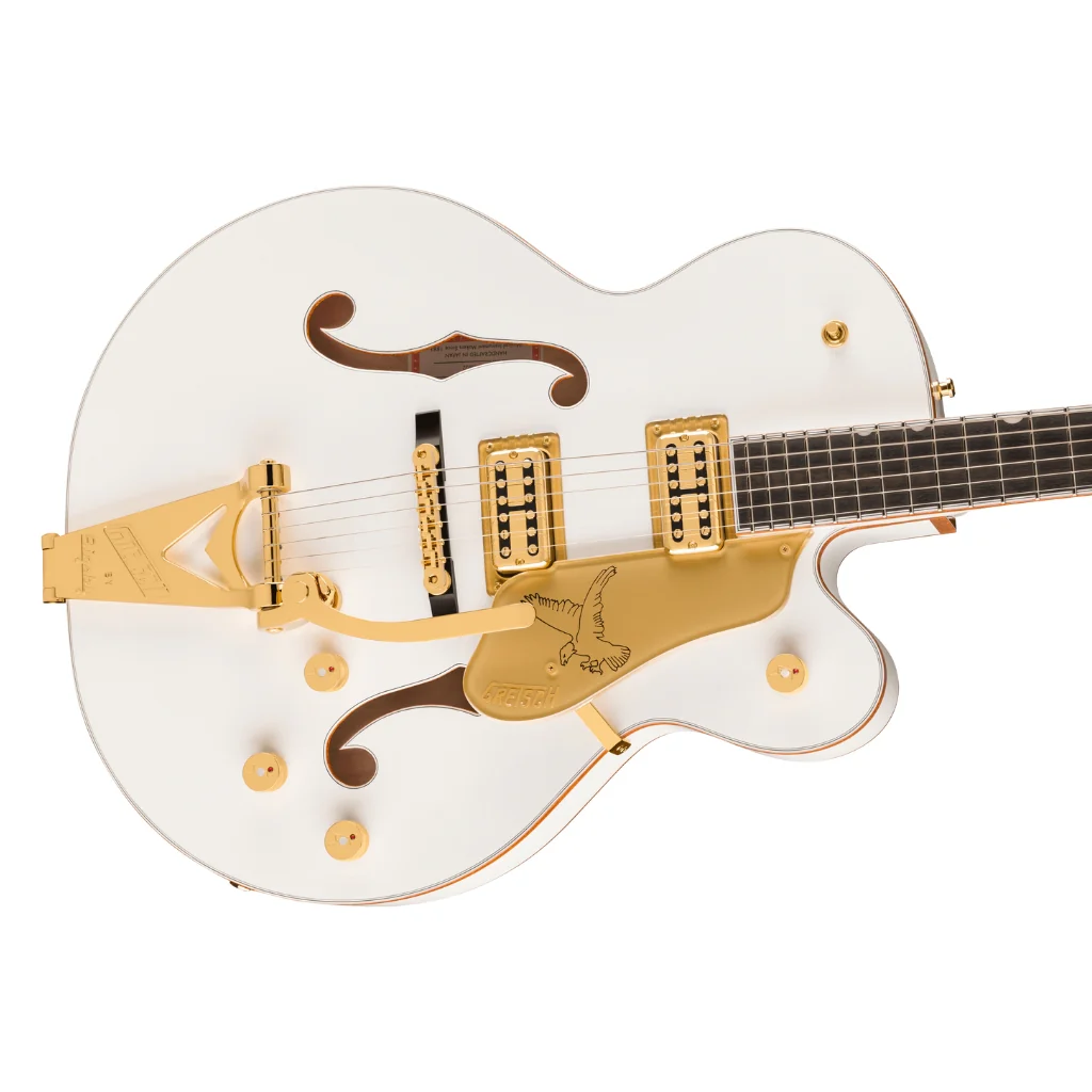 Gretsch Falcon Hollow Body Ebony Fingerboard with String Thru Bigsby and Gold Hardware - White - Image 7