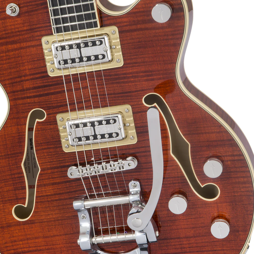 Gretsch - G6659TFM Players Edition Broadkaster® Jr. Center Block Single-Cut with String-Thru Bigsby® and Flame Maple - Bourbon Stain - Image 6