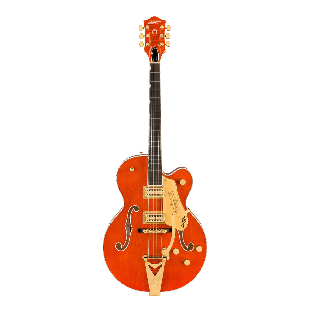 Gretsch Nashville Hollow Body Ebony Fingerboard with String Thru Bigsby and Gold Hardware - Orange Stain - Image 2