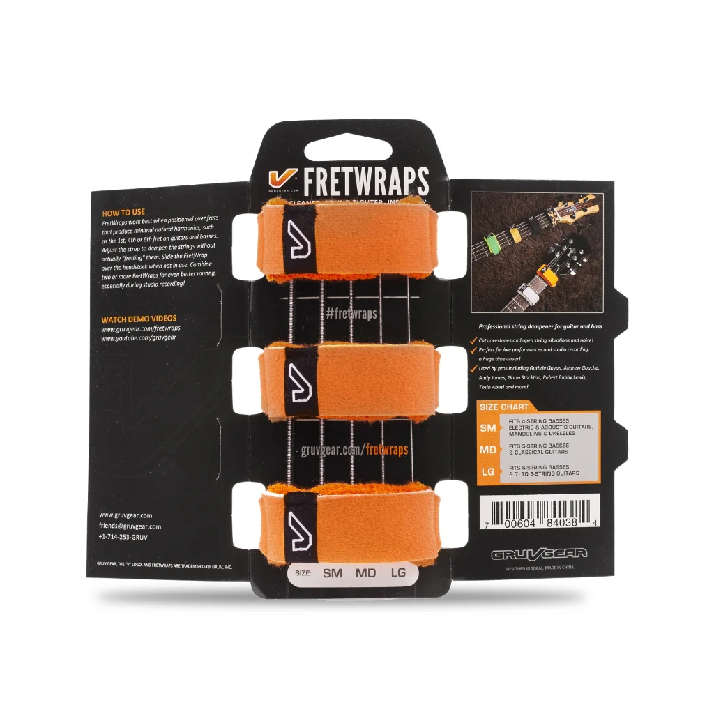 Gruv Gear FretWraps String Dampener - Small, Flare Orange (3-pack)