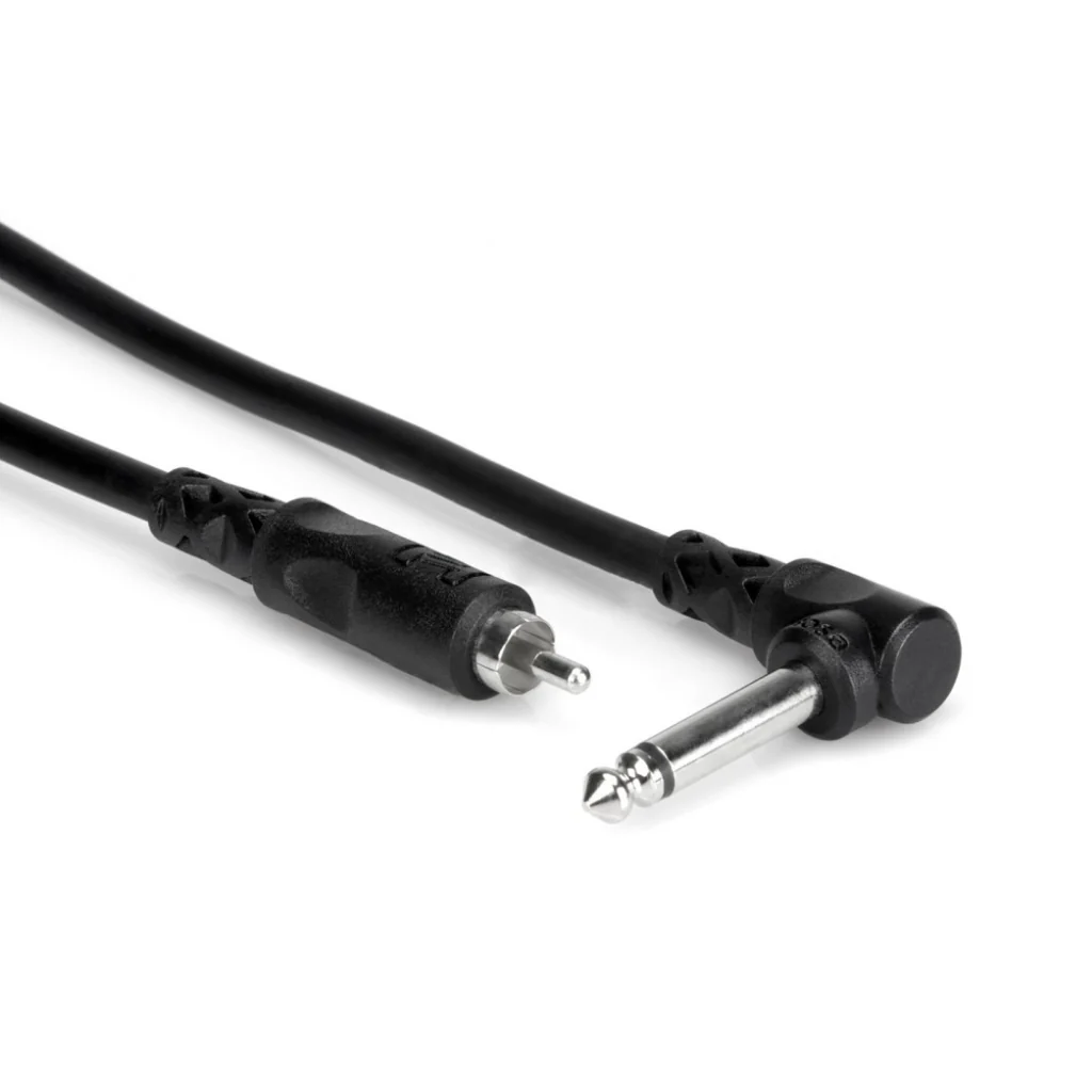 Hosa Technology Right-angle 1/4 in TS to RCA Unbalanced Interconnect 3ft - Image 2