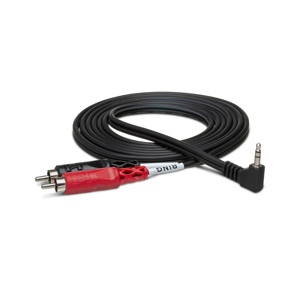 Hosa Technology Right-Angle 3.5mm TRS to Dual RCA Stereo Breakout Cable 3ft
