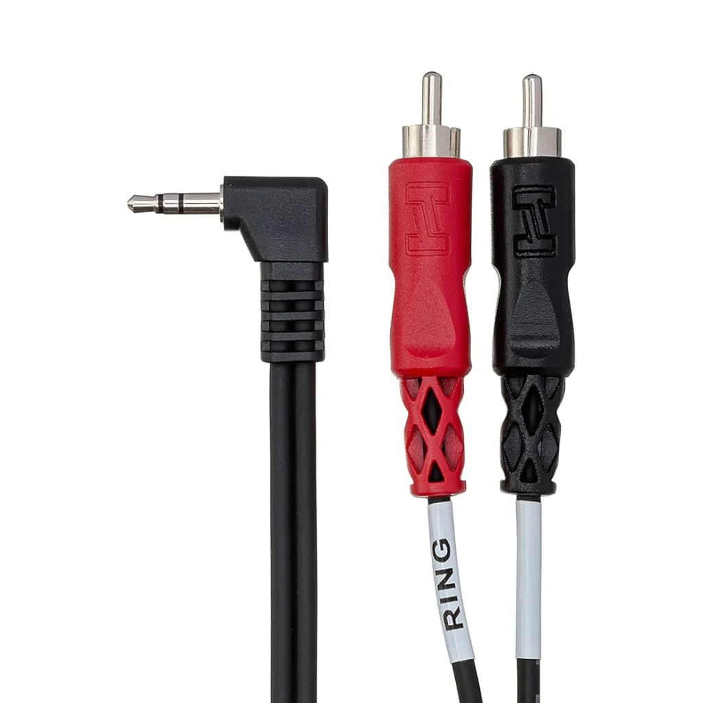 Hosa Technology Right-Angle 3.5mm TRS to Dual RCA Stereo Breakout Cable 3ft - Image 2