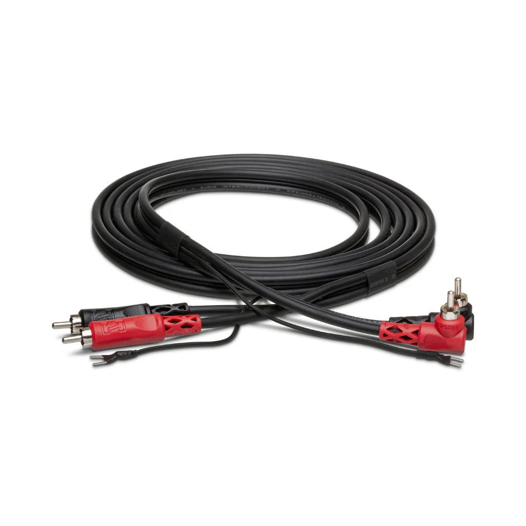 Hosa Technology Dual RCA to Dual Right-angle RCA with Ground Wire Stereo Interconnect Cable 1m
