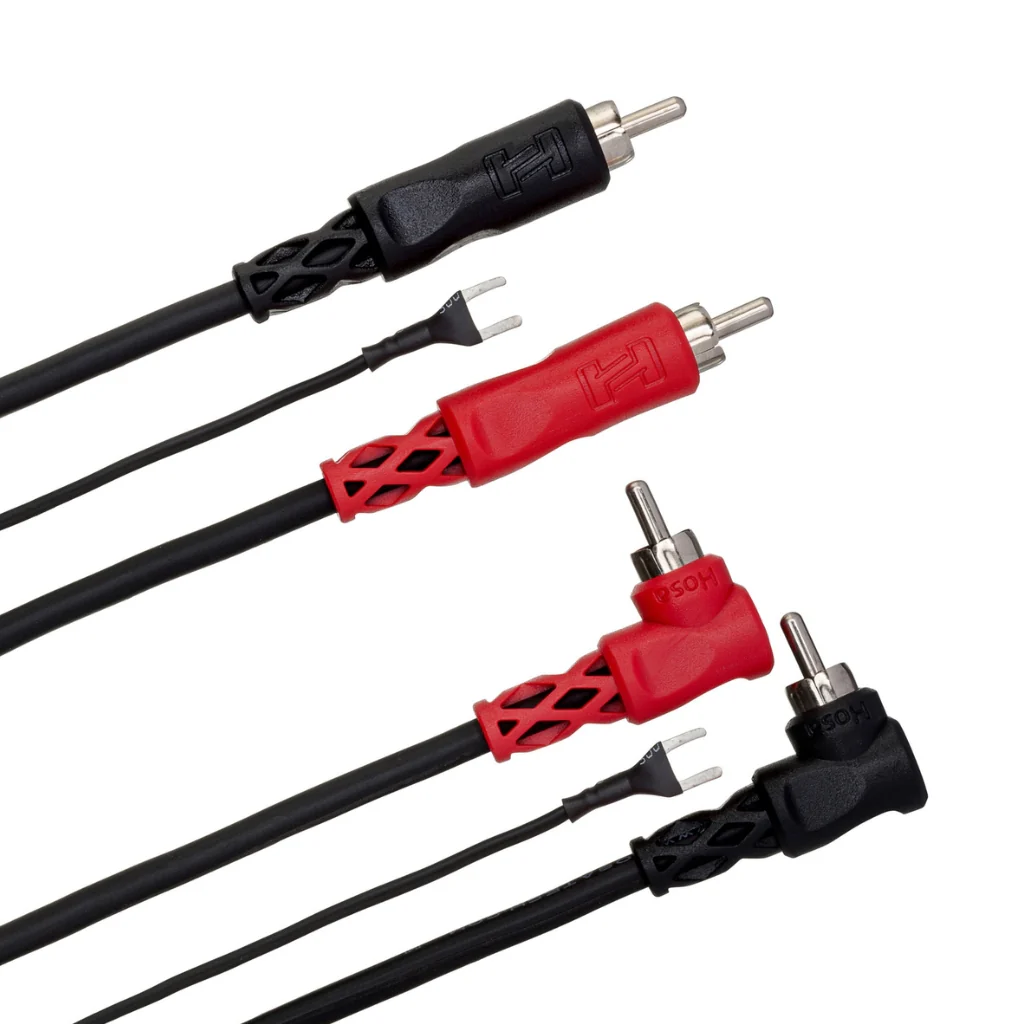Hosa Technology Dual RCA to Dual Right-angle RCA with Ground Wire Stereo Interconnect Cable 1m - Image 2