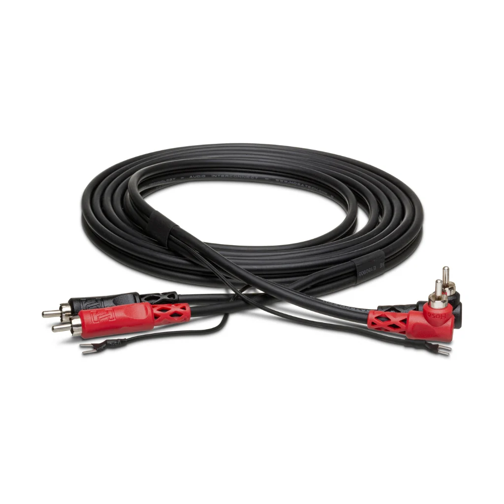 Hosa Technology Dual RCA to Dual Right-angle RCA with Ground Wire Stereo Interconnect Cable 3m