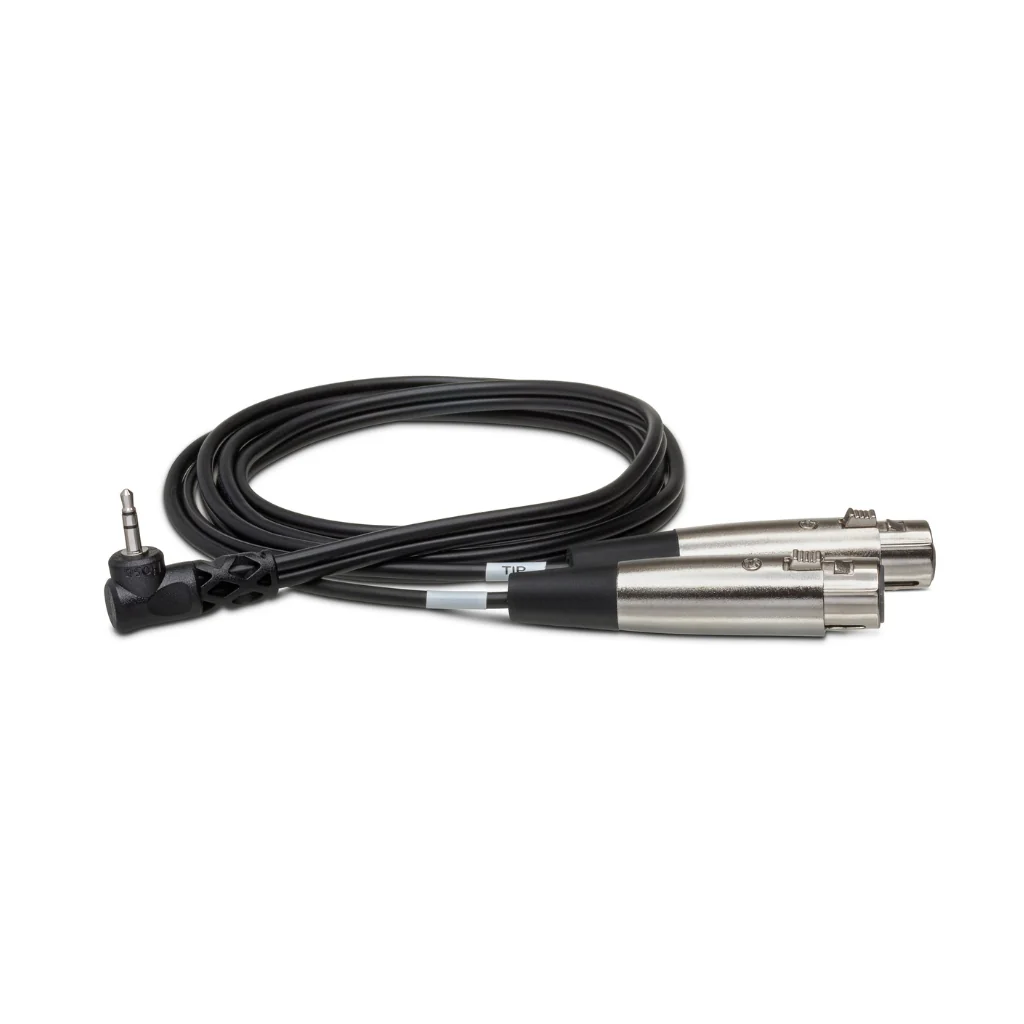 Hosa Technology Dual XLR3F to Right-angle 3.5 mm TRS Microphone Cable 1ft