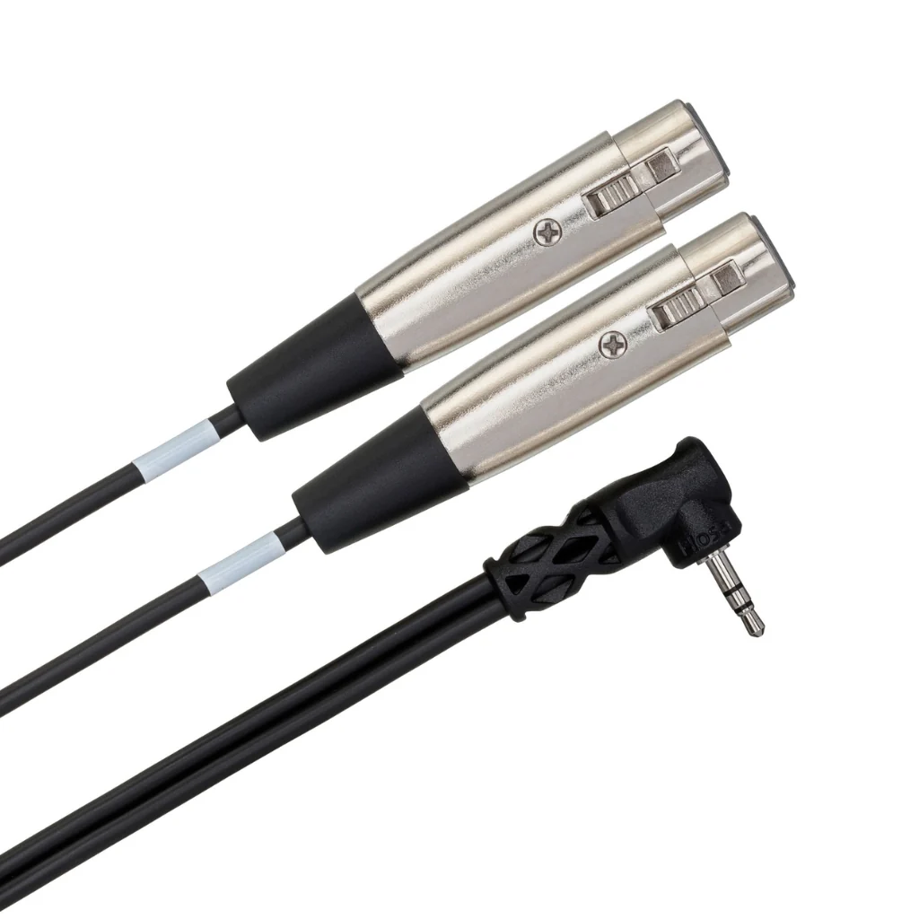 Hosa Technology Dual XLR3F to Right-angle 3.5 mm TRS Microphone Cable 1ft - Image 2