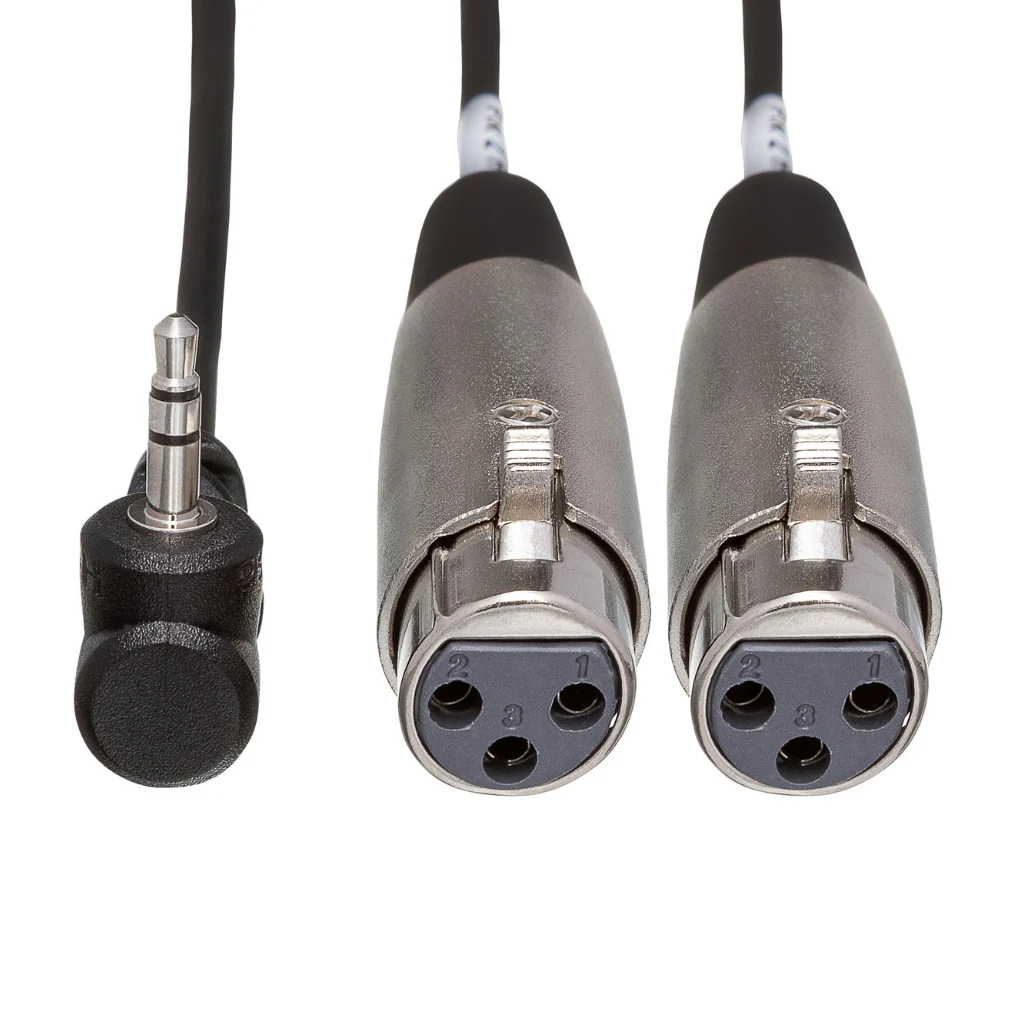 Hosa Technology Dual XLR3F to Right-angle 3.5 mm TRS Microphone Cable 1ft - Image 3