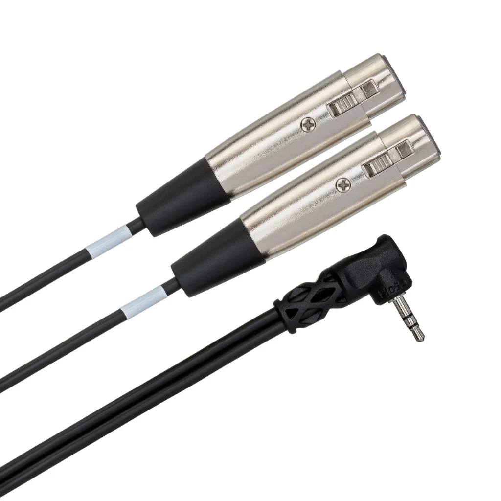 Hosa Technology Dual XLR3F to Right-angle 3.5 mm TRS Microphone Cable 2ft - Image 2