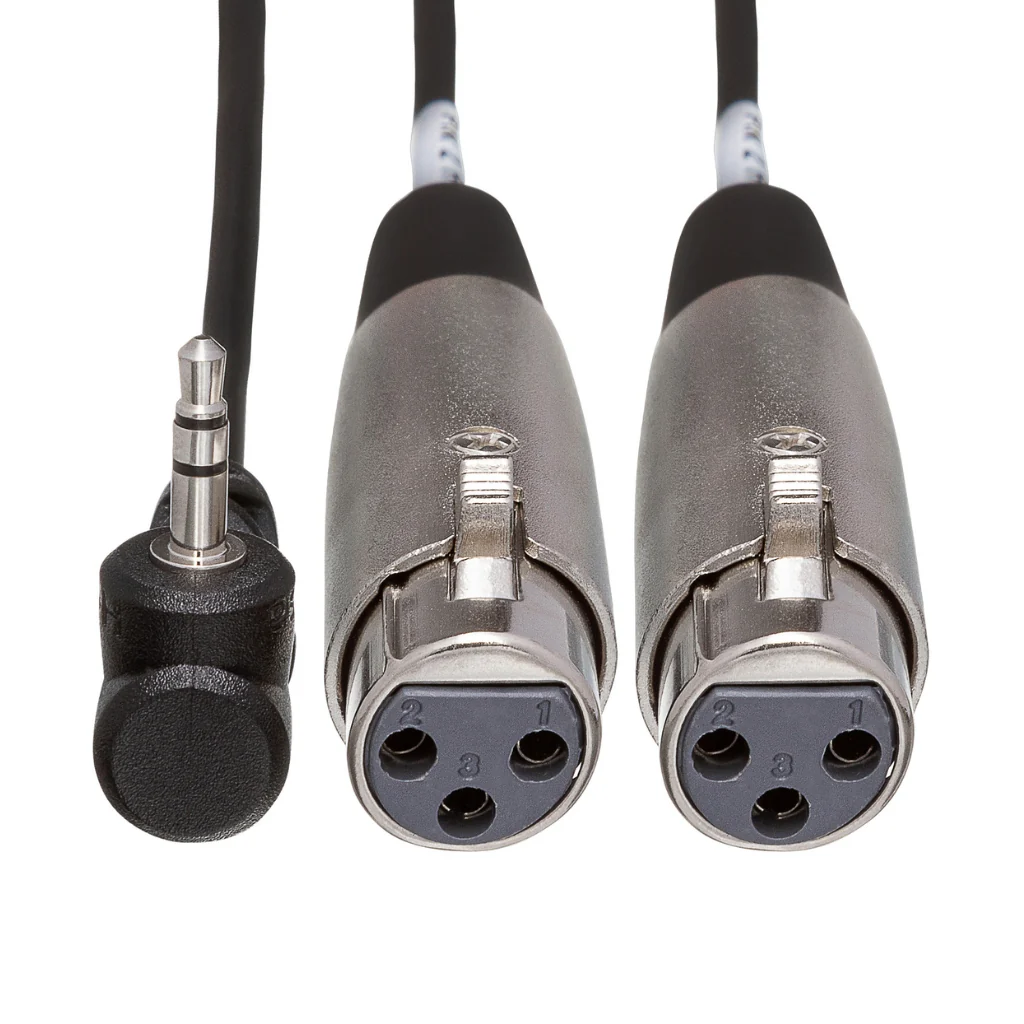 Hosa Technology Dual XLR3F to Right-angle 3.5 mm TRS Microphone Cable 2ft - Image 3