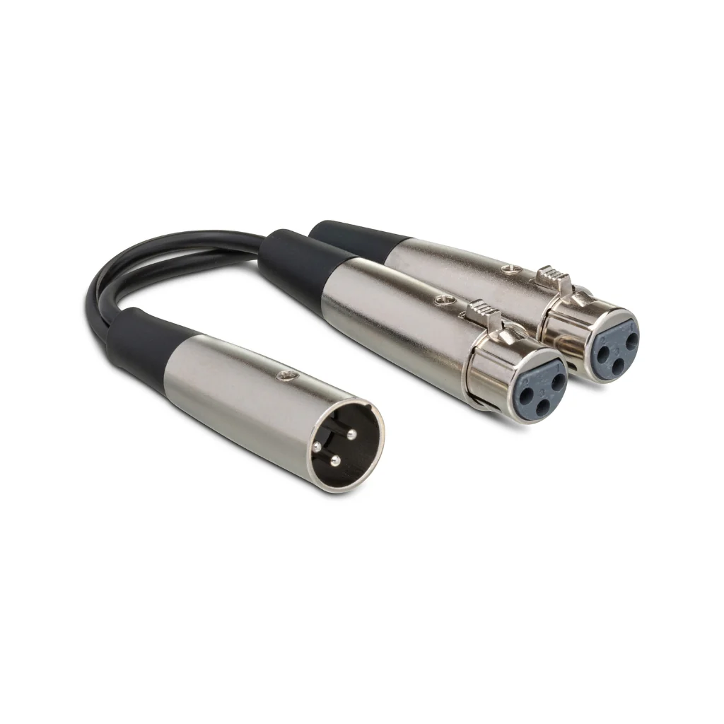 Hosa Technology Dual XLR3F to XLR3M Y Cable 6"