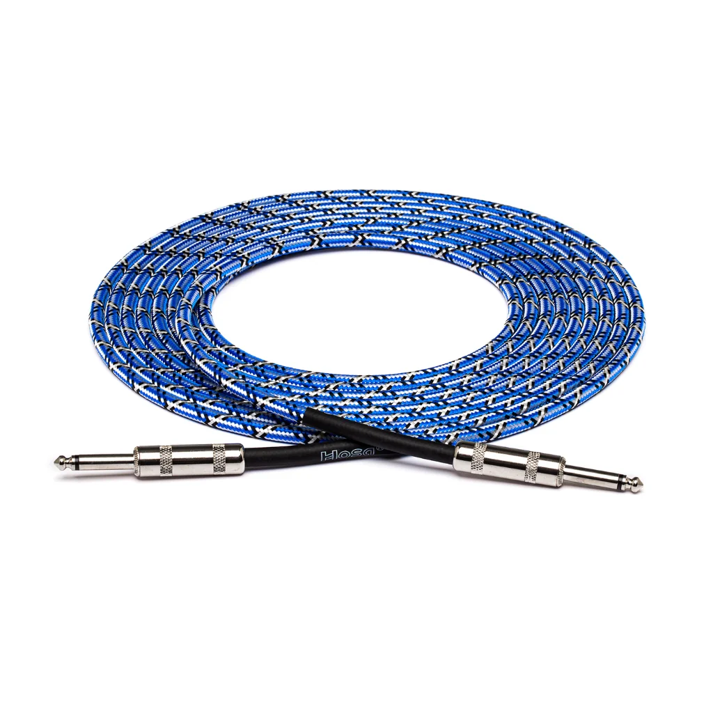 Hosa Technology Straight to Same Cloth Guitar Cable 18ft Blue/White/Black