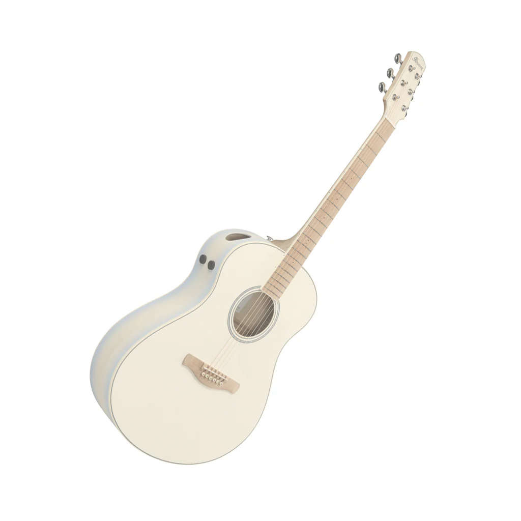 Ibanez AAM370M2E Auditorium Acoustic/Electric Guitar - Transparent Antique White Ice Blue Open Pore - Image 7