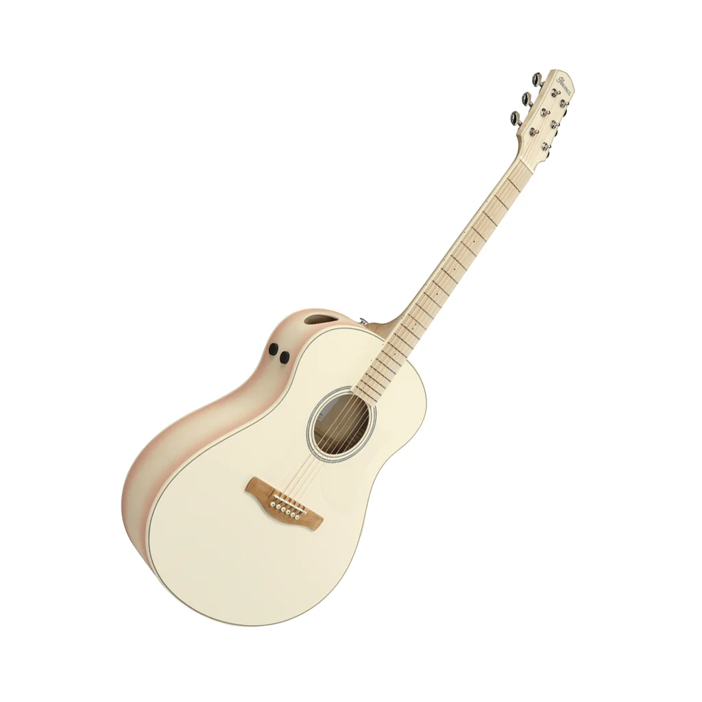 Ibanez AAM370M2E Auditorium Acoustic/Electric Guitar - Transparent Antique White Peach Fuzz Open Pore - Image 7