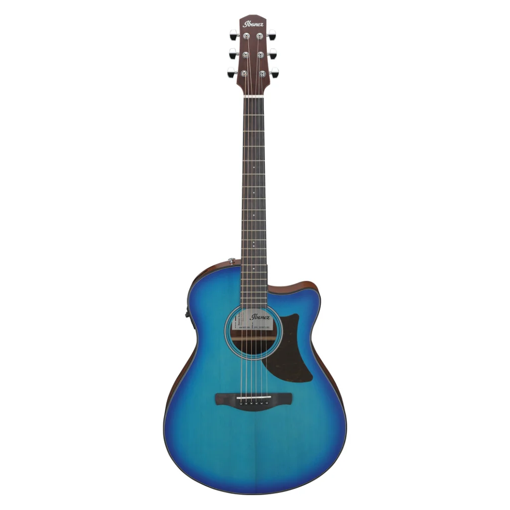 Ibanez AAM50CE Open Pore Top, Natural Open Pore Back and Sides Acoustic Guitar - Sapphire Blue Burst - Image 3