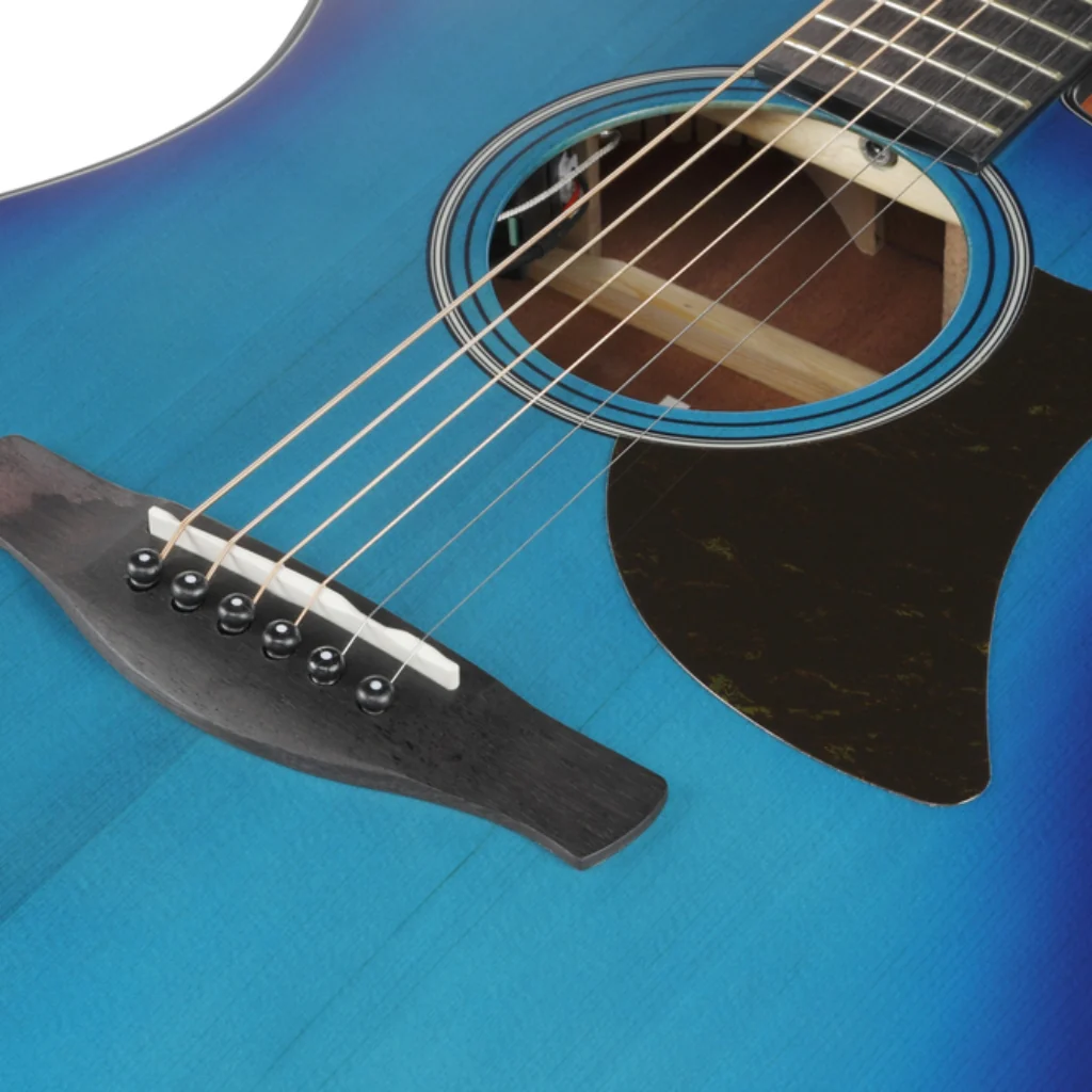 Ibanez AAM50CE Open Pore Top, Natural Open Pore Back and Sides Acoustic Guitar - Sapphire Blue Burst - Image 7