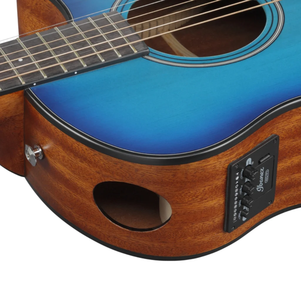 Ibanez AAM50CE Open Pore Top, Natural Open Pore Back and Sides Acoustic Guitar - Sapphire Blue Burst - Image 8