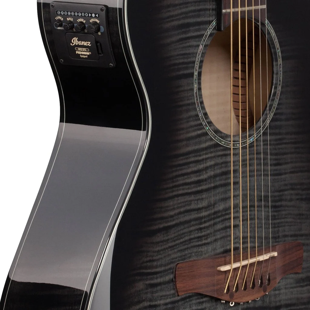 Ibanez AEWC400 Acoustic-Electric Guitar - Transparent Black Sunburst - Image 6