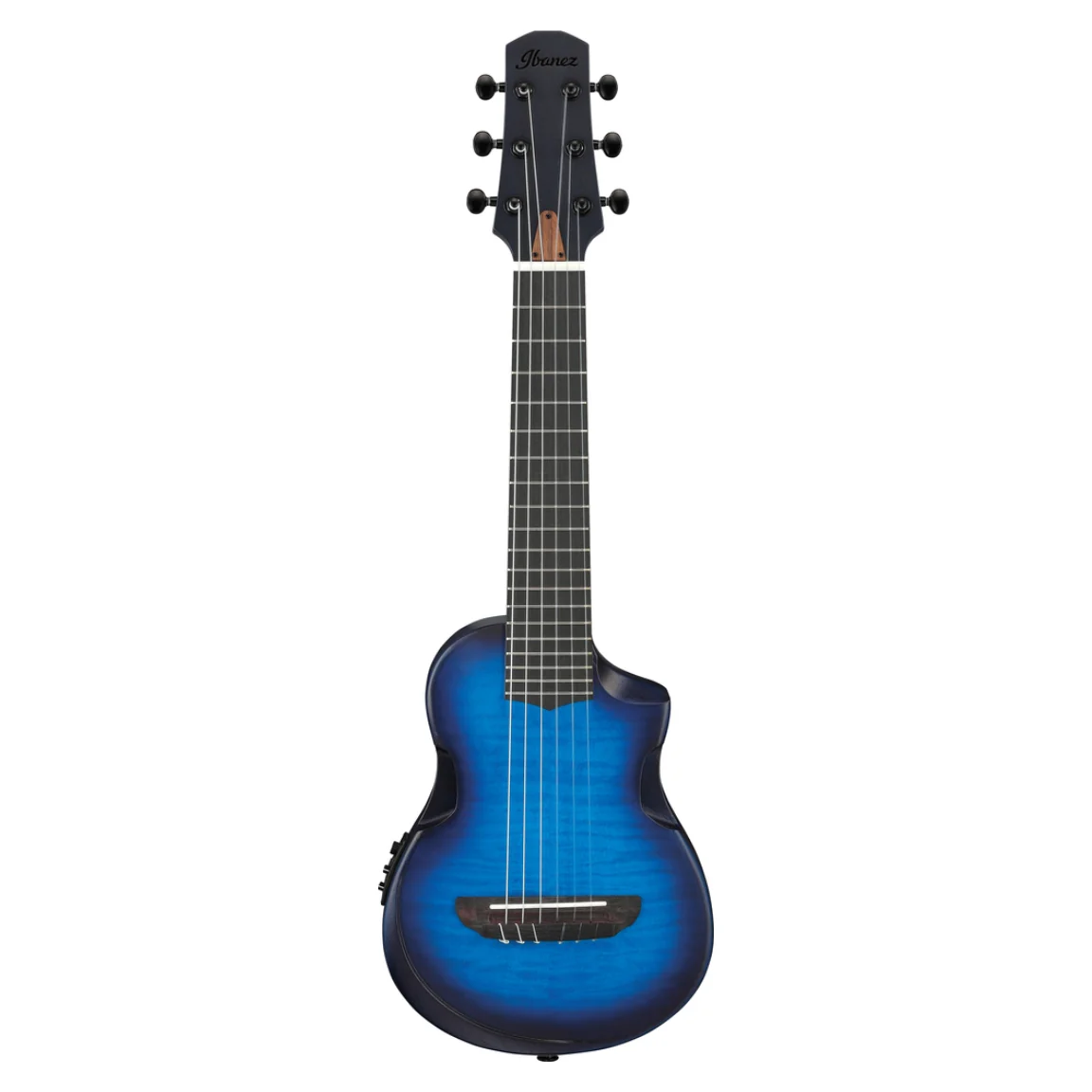 Ibanez AUP10FMNE Ukulele with Bag - Open Pore Transparent Blue Sunburst - Image 3