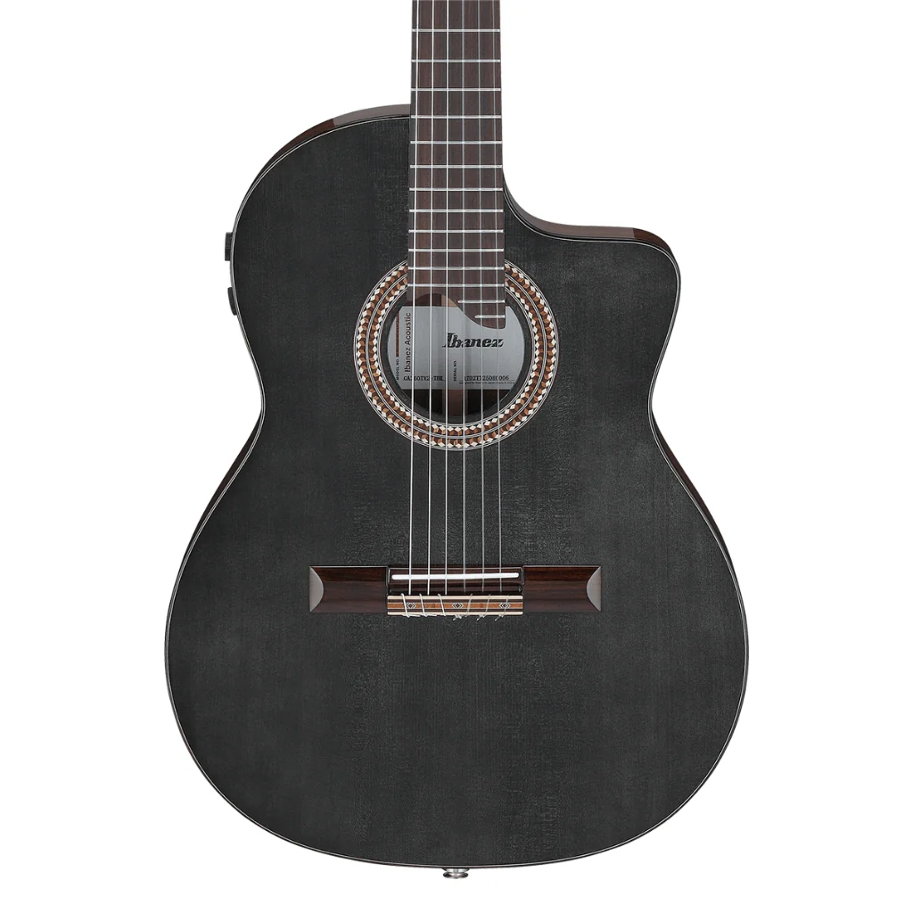 Ibanez GA360TCE Nylon String Classical Body Acoustic Guitar - Transparent Black High Gloss
