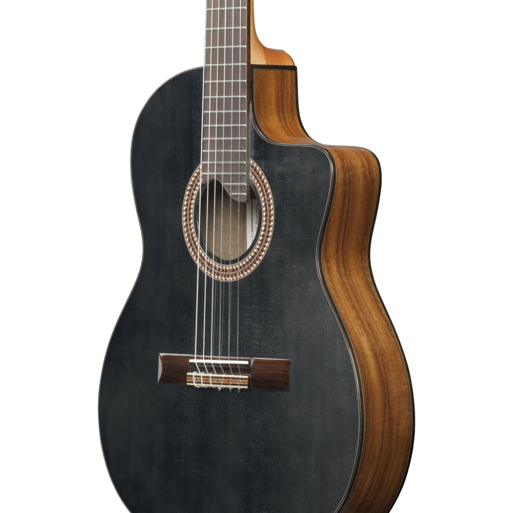 Ibanez GA360TCE Nylon String Classical Body Acoustic Guitar - Transparent Black High Gloss - Image 7