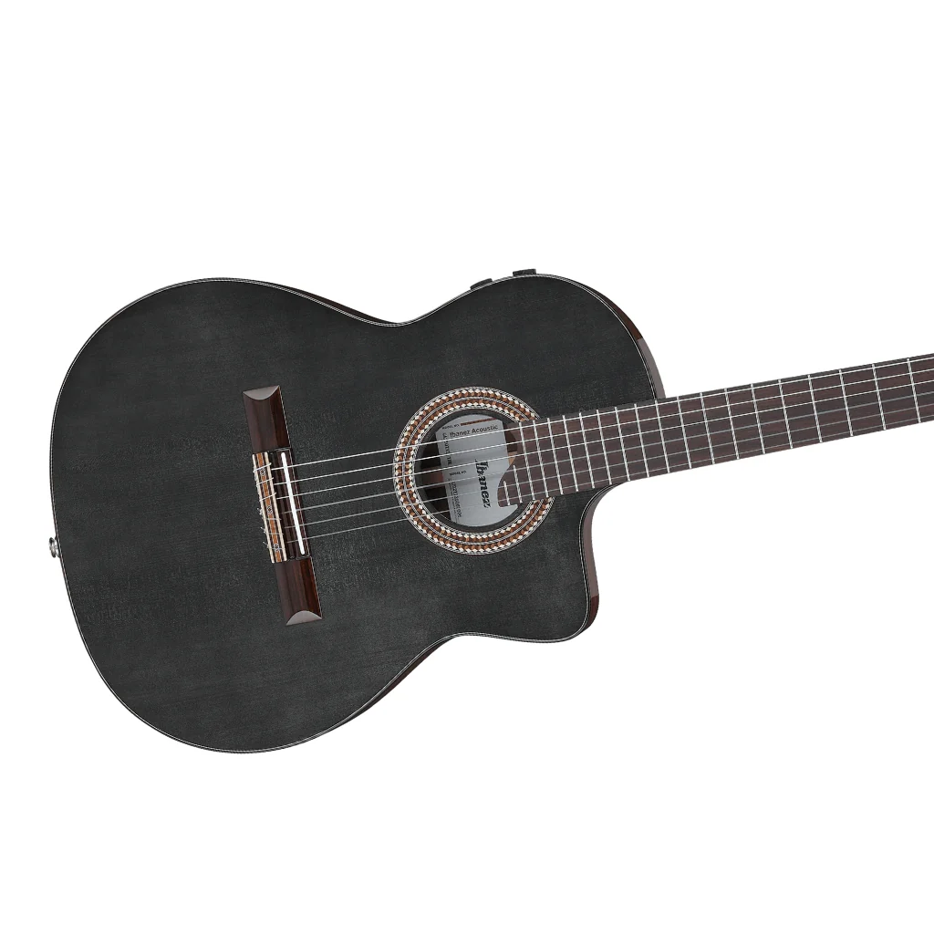 Ibanez GA360TCE Nylon String Classical Body Acoustic Guitar - Transparent Black High Gloss - Image 8