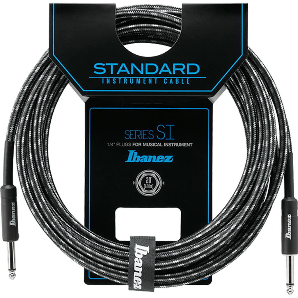 Ibanez SI20 CCT Woven Guitar Cable w/ 2 Straight Plugs - 20ft (Charcoal Grey)