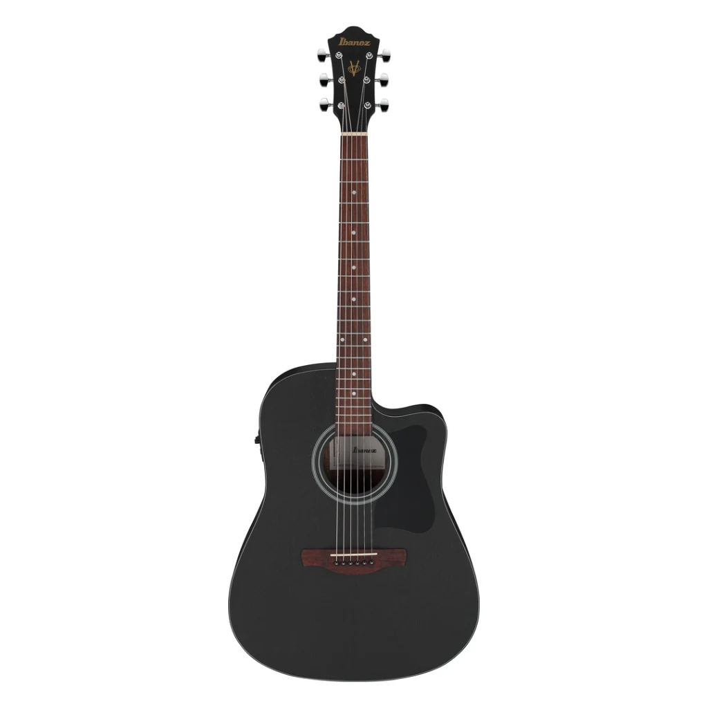 Ibanez V44CE Acoustic Guitar - Weathered Black Open Pore - Image 3
