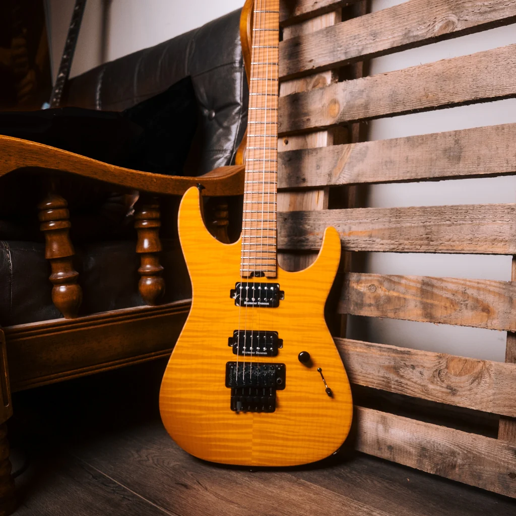 Jackson Custom Shop DK 2H FR Flame Maple Top Electric Guitar - Trans Amber